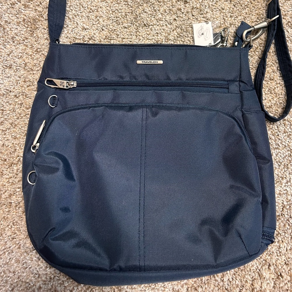 Travelon Navy Blue Crossbody Anti Theft Travel Bag